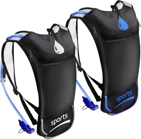 2 Pack Hydration Backpack Pack with 2L Hydration Bladder, TNYSPORT Lightweight Breathable Water Backpack with 3 Layer Pockets, Reinforced Shoulder Straps - Image 2