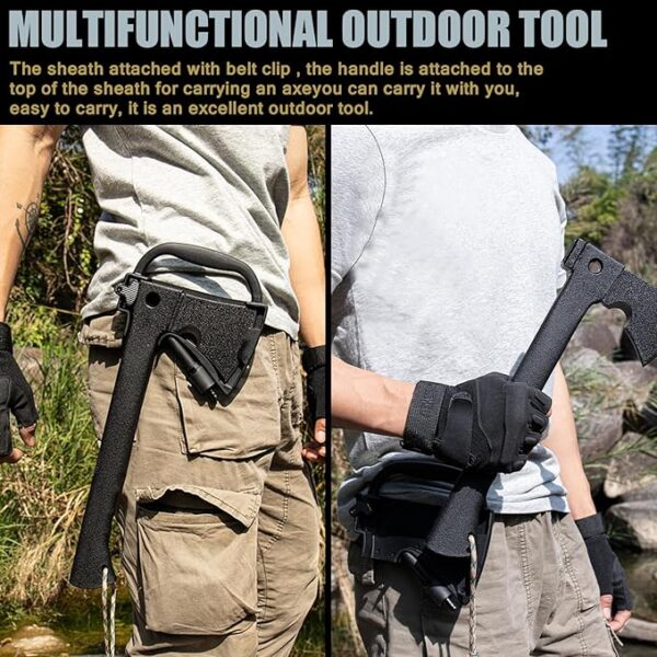 DOOM BLADE Camping Hand Axe with Sheath and Survival Gear - Lightweight Hatchet with Nested Serrated Wood Saw Knife and Magnesium Fire Starter Tools - Image 6