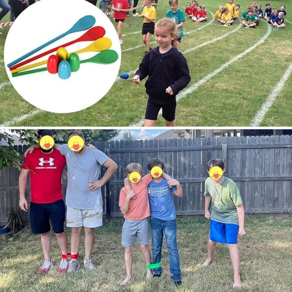 CWLAKON Outdoor Games, Potato Sack Race Bags for Kids Adults, Egg Spoon Relay Race, 3 Legged Race Bands, Birthday Party, Field Day Family Reunion Carnival Outside Yard Lawn Easter Fall Festival Games - Image 4