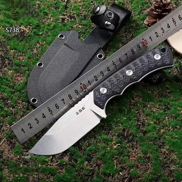 Sanrenmu Fixed Blade Knife with Sheath Full Tang 3.86â 8CR13MOV Blade EDC Outdoor Knife for Camping Survival Hiking (Black+White) - Image 5