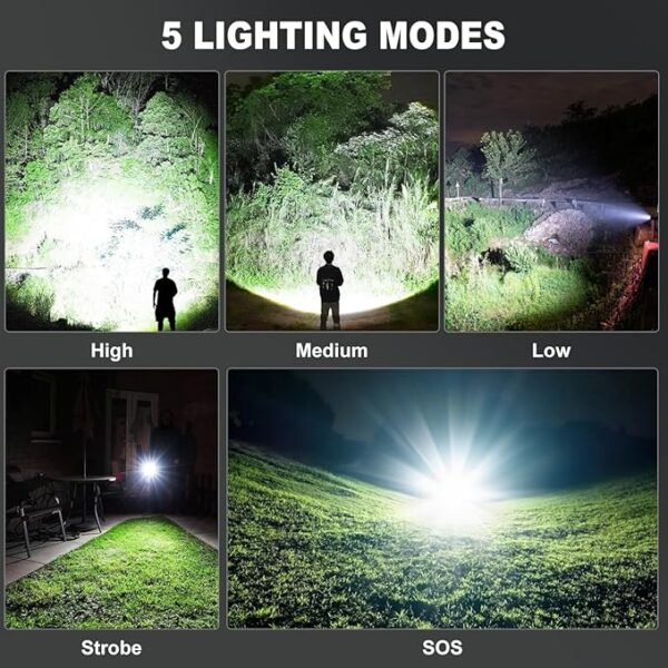 Rechargeable Flashlights 3000 High Lumens, Super Bright LED Flashlight 2 Pack, IPX7 Waterproof Flashlight with 5 Modes, Handheld Flash Light for Emergencies, Camping, Hiking, Home - Image 6