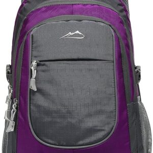 ProEtrade Backpack Bookbag for College Sturdy Travel Business Hiking Fit Laptop Up to 15.6 Inch Multi Compartment Gifts for Men Women Night Light Reflective (Purple A)