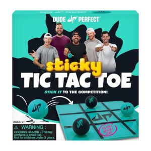 Dude Perfect Sticky Tic Tac Toe, Kids Tabletop Activity, for Family Game Night, for Gift and Parties, 2 Players, Ages 4+