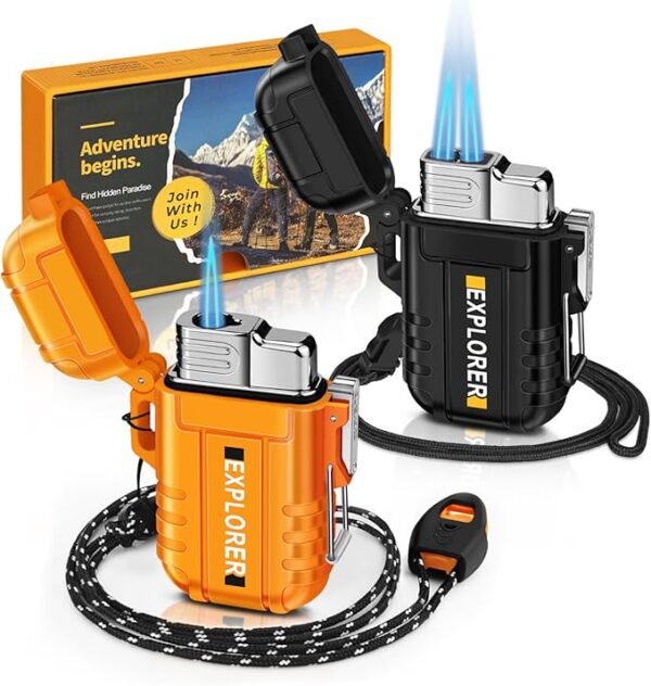 Lafagiet 2 Pack of Torch Lighter, Single & Dual Jet Flame, Windproof, Waterproof, Butane Gas Refillable Lighters Multipack for Candle, Camping, Outdoor Adventure (NO Gas) - Image 2