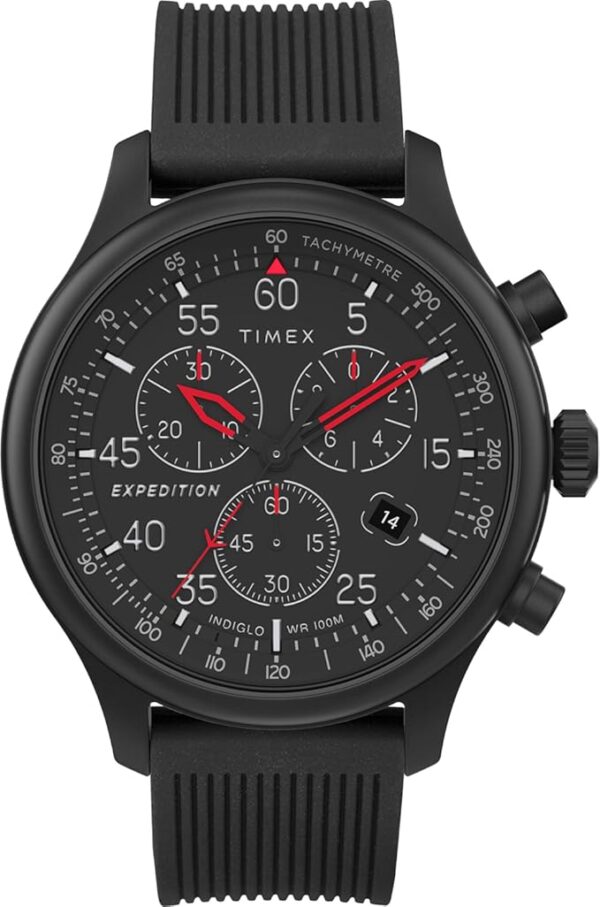 Timex Expedition Field Chronograph 43mm Menâs Analog Watch | INDIGLO Backlight | Durable Comfortable Adjustable Strap | Rugged Outdoor Watch | 100M Water Resistance - Image 2