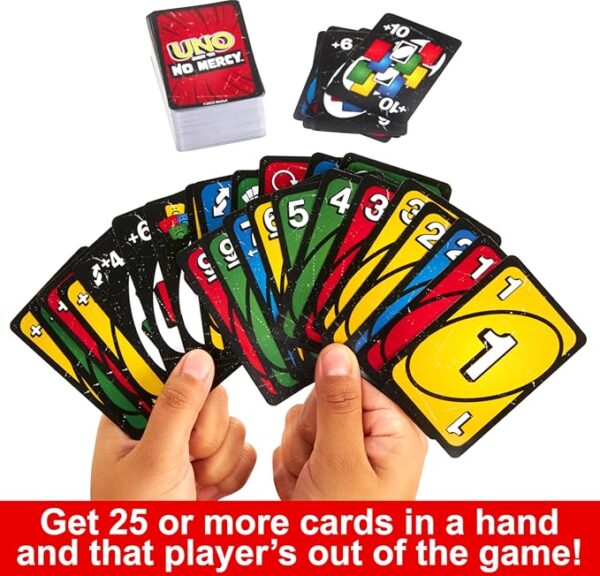 Mattel Games UNO Show âem No Mercy Card Game in Storage & Travel Tin for Kids, Adults & Family Night with Extra Cards, Special Rules & Tougher Penalties (Amazon Exclusive) - Image 6
