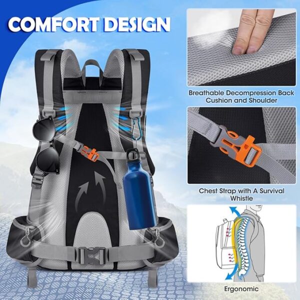 NUBILY 50L Hiking Backpack Waterproof Camping Backpack for Men Women Lightweight HIking Daypack Outdoor Travel Daypack - Image 6