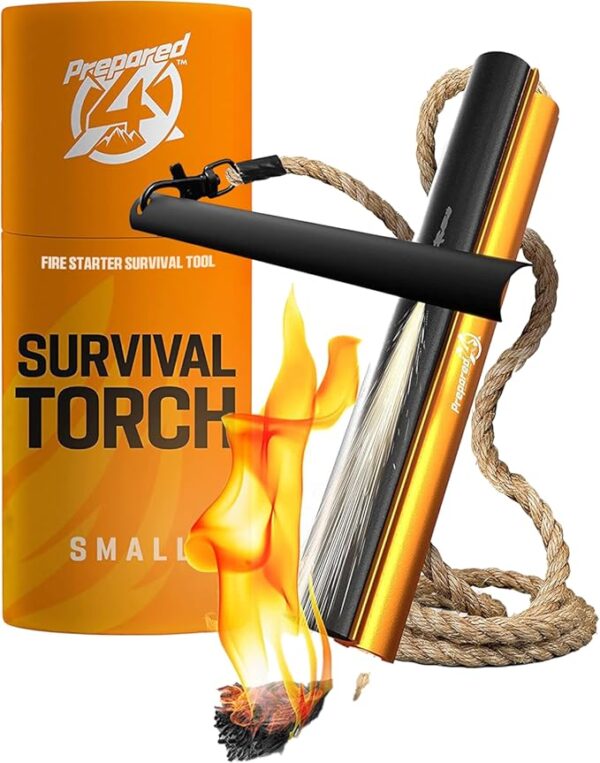 Fire Starter Survival Tool - All-in-One Flint and Steel Fire Starter Kit - Ferro Rod Fire Starter with 36" Waterproof Tinder Wick Rope and Steel Fire Striker - Patented Firestarter | Prepared4X - Image 2