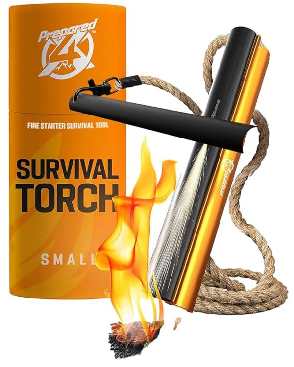 Fire Starter Survival Tool - All-in-One Flint and Steel Fire Starter Kit - Ferro Rod Fire Starter with 36" Waterproof Tinder Wick Rope and Steel Fire Striker - Patented Firestarter | Prepared4X