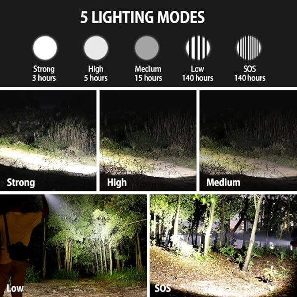 NEXTOOL Rechargeable Led Flashlight 2000 High Lumens, 5 Modes 5000mAh Battery Included Flashlights Torch, IPX7 Waterproof EDC Flashlight for Camping, Emergency, Power Outages, Hiking - Image 4