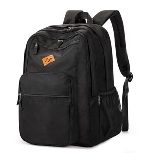 ZORFIN 26L Black Backpack for School, College, and Travel: Water Resistant Bookbag with 8 Compartments