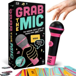 Lucky Egg Official Grab The Mic â Family Karaoke Game, 8+ Year Olds, 2-10 Players - Board Game for Bad Singers with 250 Lyrics (125 Cards) for Hilarious Game Nights & Birthday Party, Kids Gift