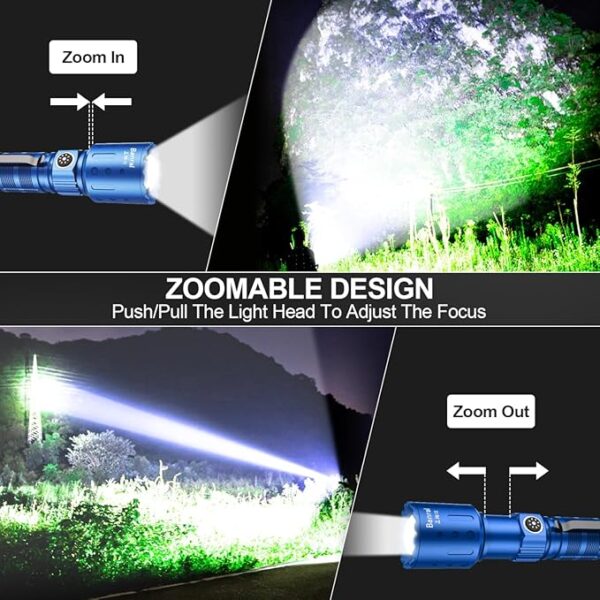 Flashlights High Lumens Rechargeable, Super Bright 1500 Meters Long Range Small Powerful Flashlight, 6 Modes LED Tactical Pocket Waterproof Flash Light for Home Emergency (2, Blue) - Image 5