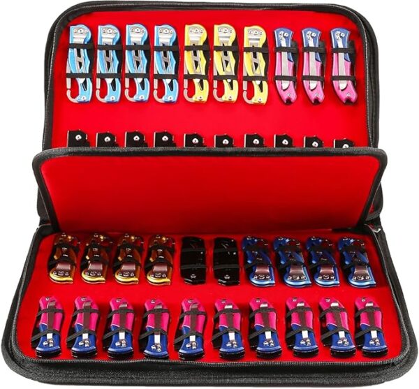 QEES Knife Case,Knife Display Case,Knife Storage,40 Slots Folding Knife Holder Organizer,Butterfly Pocket Knife Carrier,Knives Collection Protector For Men Survival Tactical Outdoor EDC Mini Knife - Image 2