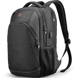 Swissdigital Design Travel Laptop Backpack, College Laptops Backpack with USB Charging Port for Men and Women Fits 16 Inch Notebook, Black | ANDWIL