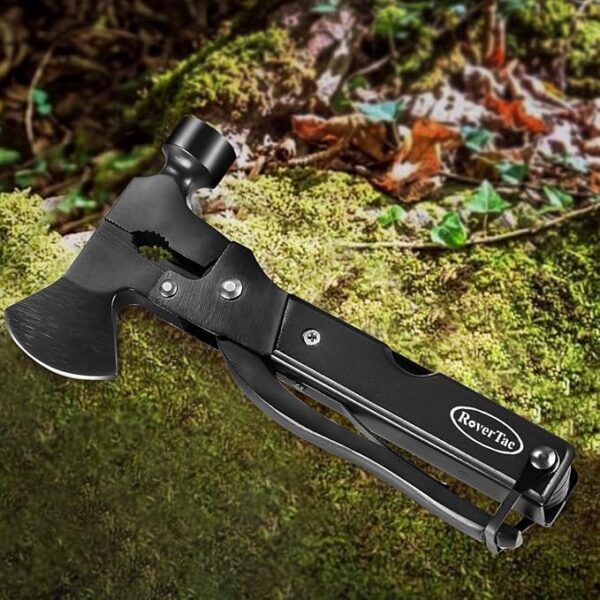 RoverTac 14-in-1 Multitool Camping Axe â Multi Tool with Knife, Hammer, Saw, Screwdrivers, Bottle Opener â Camping Tool with Sheath â Tool Gifts for Men, Dad, Husband, and Outdoor Enthusiasts. - Image 4