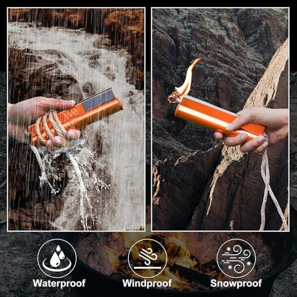 Fire Starter with Compass, Survival Tool Fire Starter Kit, Waterproof Tinder Wick Rope Fire Starter, All-Weather Magnesium Ferro Rod Fire Starter - Image 5