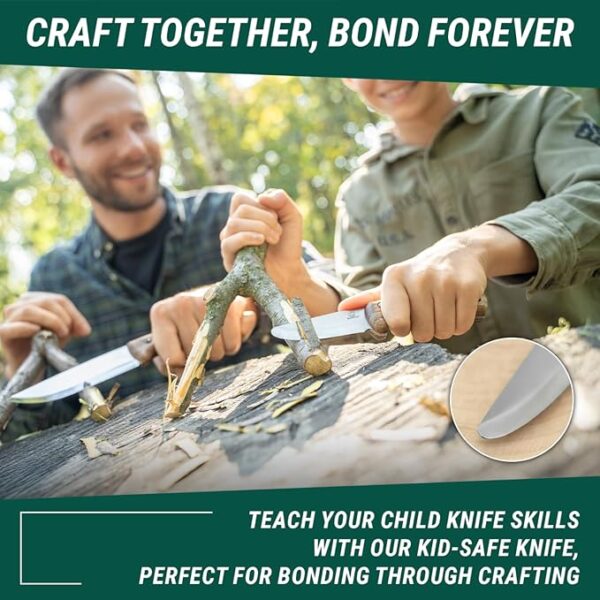 BeaverCraft Kids Boy Scout Knife - Whittling Knives for Kids - Safe Kid Knife with Rounded Tip & Sheath - First Bushcraft Knives for Boys 8-12 BSH Kid - Image 5