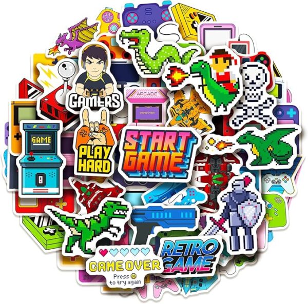 100 Pack Video Game Stickers, Video Game Gamer Party Favors, Birthday Decorations - Image 2