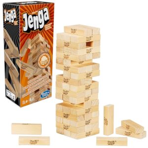 Jenga Game | The Original Wood Block Game with Genuine Hardwood Blocks | Stacking Tower Game | Ages 6+ | 1 or More Players | Party Games for Kids | Family Games