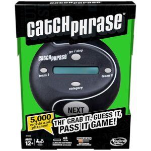Hasbro Gaming Catch Phrase Electronic Game | Fun Active Handheld Party Games for Adults, Teens, and Kids | Ages 12+ | 4 or More Players, 2 Teams | Portable Family Travel Games (Amazon Exclusive)
