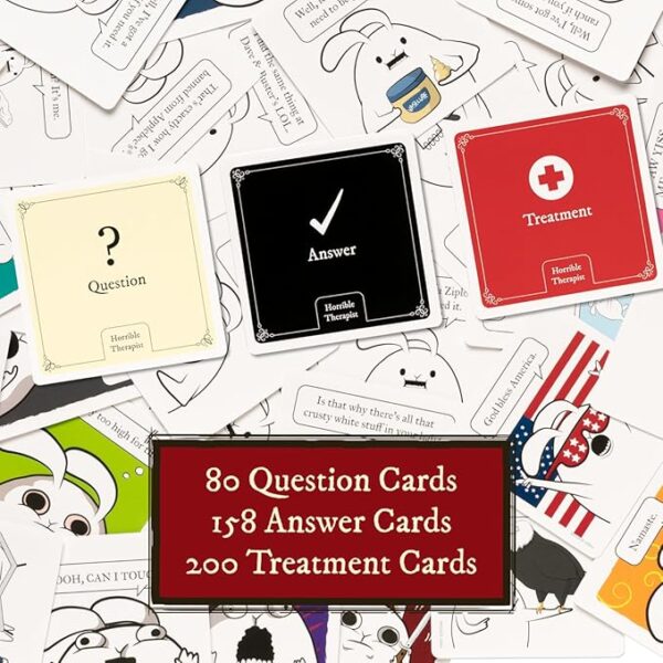 Exploding Kittens Horrible Therapist: Extra Horrible Edition 3-8 Players - Ages 17+ - 15 Minutes to Play - Comic Building Card Game - Ideal for Party, Family Game Night - White - Image 3