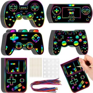 60 Pieces Video Game Scratch Cards Gamer Party Favors Scratch Crafts Paper Party Ornaments for Birthday Goodie Bag Classroom Reward DIY Activities
