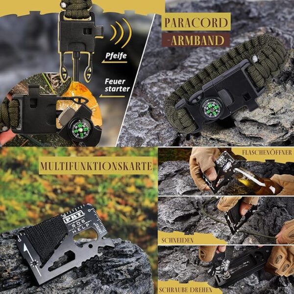 Gifts for Dad Men Husband Fathers Day, Survival Kit, Emergency Survival Gear and Equipment 14 in 1, Anniversary Birthday Gifts for Him Boyfriend, Hunting Fishing Camping Accessories, Cool Gadget - Image 4