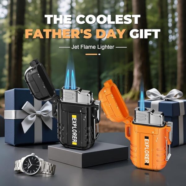 Lafagiet 2 Pack of Torch Lighter, Single & Dual Jet Flame, Windproof, Waterproof, Butane Gas Refillable Lighters Multipack for Candle, Camping, Outdoor Adventure (NO Gas) - Image 3