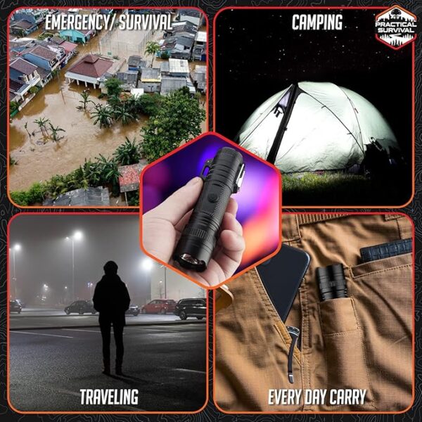LED Emergency Tactical Flashlight Plasma Lighter Combo, 2-Pack, Water Resistant, Wind Resistant, Rechargeable, Compact, 2-in-1 Tool, Tactical Black - Image 6