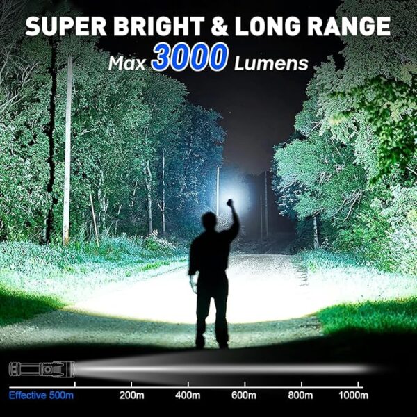 Rechargeable Flashlights 3000 High Lumen, 2 Pack Super Bright LED Flashlight with 5 Modes, High Powered Flash Light for Home, Camping, Outdoor, Emergencies, Hiking - Image 4