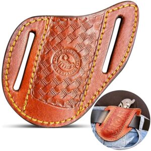 Red Scorpion Handmade Leather Knife Sheath for Belt - EDC Belt Holster for Folding Knife, Leather Sheath for Pocket Knife, Compact EDC Tools Carrier for Outdoor Activities