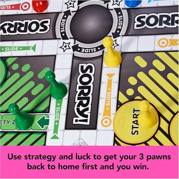 Giant SORRY! Classic Family Board Game Indoor Outdoor Retro Party Activity Summer Toy with Oversized Gameboard, for Adults and Kids Ages 6 and up - Image 5