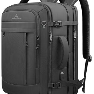 Travel Backpack, 50L Expandable Extra Large Laptop Backpack, Carry On Backpack Airline Approved Water Resistant Business Suitcase Daypack Bag Fits 17 Inch Laptops, Travel Gifts for Men Women, Black