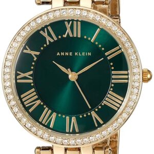 Anne Klein Women's Premium Crystal Accented Gold-Tone Bracelet Watch, AK/2230GNGB