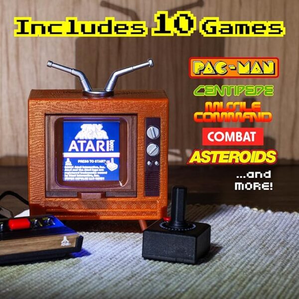 Tiny Arcade Atari 2600 3.5" Mini Retro Game - Playable Console & TV w/ Real Gameplay & Sound-10 Classic Video Games: Pac-Man, Breakout, &More(Ages 8+) - Image 4