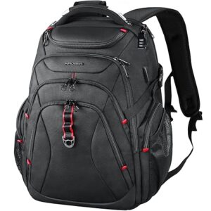 KROSER Travel Laptop Backpack 17.3 Inch XL Computer Backpack with Hard Shell Saferoom RFID Pockets Water-Repellent Business College Daypack Stylish Bag for Men/Women-Black