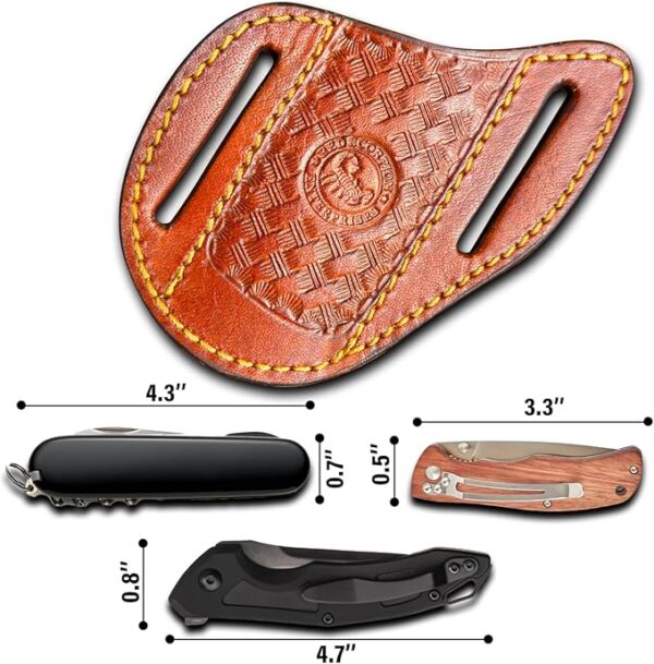 Red Scorpion Handmade Leather Knife Sheath for Belt - EDC Belt Holster for Folding Knife, Leather Sheath for Pocket Knife, Compact EDC Tools Carrier for Outdoor Activities - Image 7