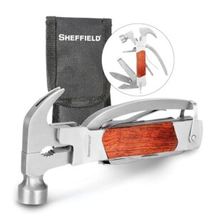 Sheffield 12913 Premium 14-in-1 Hammer Multi Tool, Multipurpose Tool for the Home, Camping Equipment, and Work, Hammer, Pliers, Survival Knife, & More