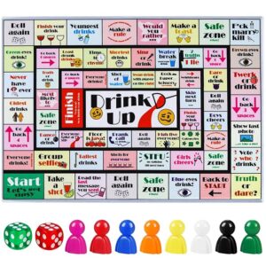 Drinking Board Games for Adults, Rubber Mat Drinking Board Game, Funny Party Interactive Drinking Games for Game Night, Birthday, Family Play or Any Occasion, Age 21+, 2-8 Players