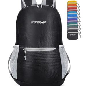 ZOMAKE Ultra Lightweight Hiking Backpack 20L, Packable Small Backpacks Water Resistant Daypack for Women Men(Black)