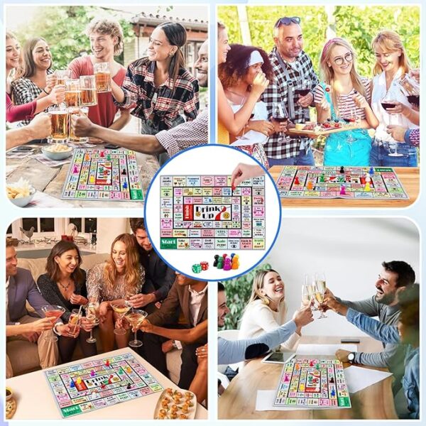 Drinking Board Games for Adults, Rubber Mat Drinking Board Game, Funny Party Interactive Drinking Games for Game Night, Birthday, Family Play or Any Occasion, Age 21+, 2-8 Players - Image 3