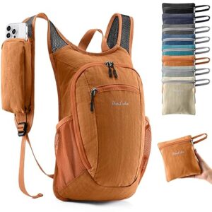 10L Small Hiking Backpack Travel Daypack Lightweight Packable Back Pack for Women Men(Orange)
