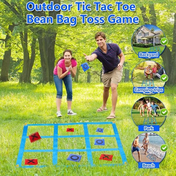 CWLAKON Outdoor Giant Tic Tac Toe Bean Bag Toss Games for Kids Adults Family, Large Outside Lawn Yard Backyard Carnival Field Day Game, Beach Picnic Camping Birthday Party Family Reunion Games - Image 3