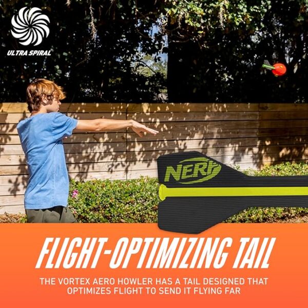 Nerf Vortex Aero Howler Foam Ball, Classic Long-Distance Football, Flight-Optimizing Tail, Whistling Sound, Indoor & Outdoor Fun, Christmas Stocking Stuffers for Kids - Image 5