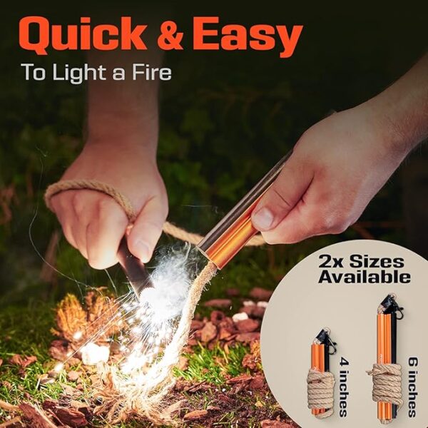 Fire Starter Survival Tool - All-in-One Flint and Steel Fire Starter Kit (Large and Rope Refill) - Image 5