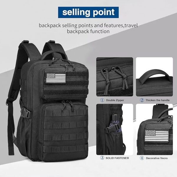 Military Tactical Backpack for Men Waterproof Daypack 3 Day Assault Pack Molle Bag with Water Bottle Holder - Image 5