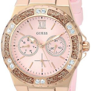 GUESS Women's Stainless Steel + Stain Resistant Silicone Watch