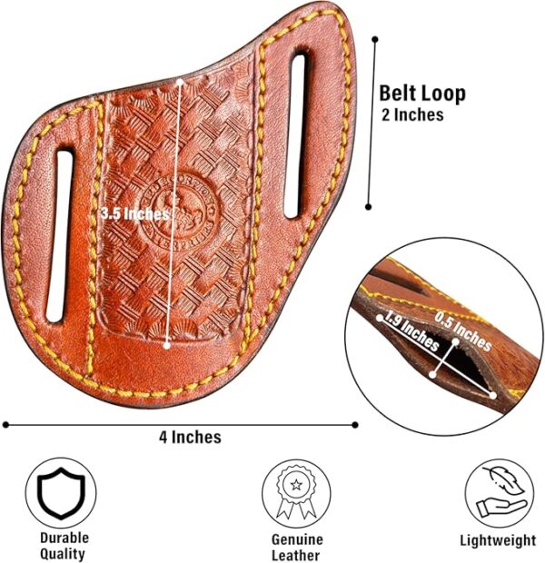 Red Scorpion Handmade Leather Knife Sheath for Belt - EDC Belt Holster for Folding Knife, Leather Sheath for Pocket Knife, Compact EDC Tools Carrier for Outdoor Activities - Image 3
