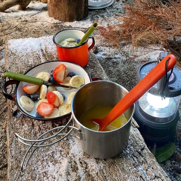 Tapirus Spork Tactical Orange | BPA Free Spoon Fork, Stainless Steel Knife and Fire Starter | 3 in 1 multipurpose utensil | Outdoor hiking, camping & backpacking gear | Fit for MRE - Image 6